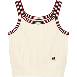 【商场同款】太平鸟女装2024年秋季新款撞边线背心A1EFE3113