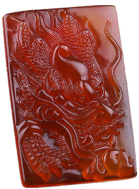 红玛瑙方形项坠本命年生肖龙吊坠