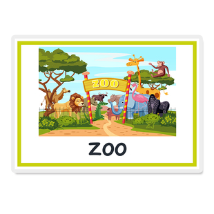 英语单词防水塑封卡片场所地点卡55张儿童学习闪卡英文早教教具卡