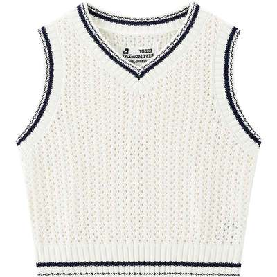 【商场同款】乐町爱心领针织背心女春季新款撞色边上衣C2EFF3339