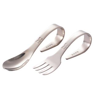 316不锈钢儿童勺子叉子辅食婴儿宝宝训练自主进食勺吃饭餐具专用