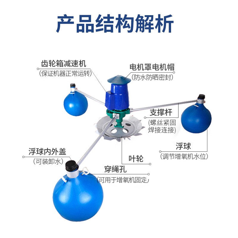 渔业鱼塘养殖机械设备新型叶轮式增氧机渔塘养殖增氧泵浮泵浮水