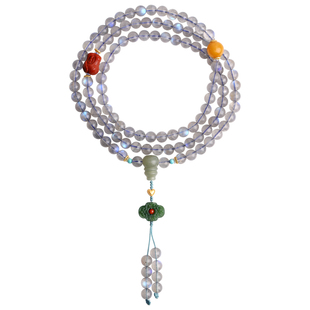 心斋堂【丹真】斯里兰卡天然月光石手链佛珠108颗修行念珠女手串
