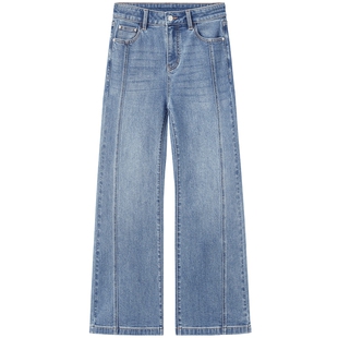 热风女士微喇裤牛仔裤2026年春季新款九分喇叭牛仔裤显瘦显高长裤