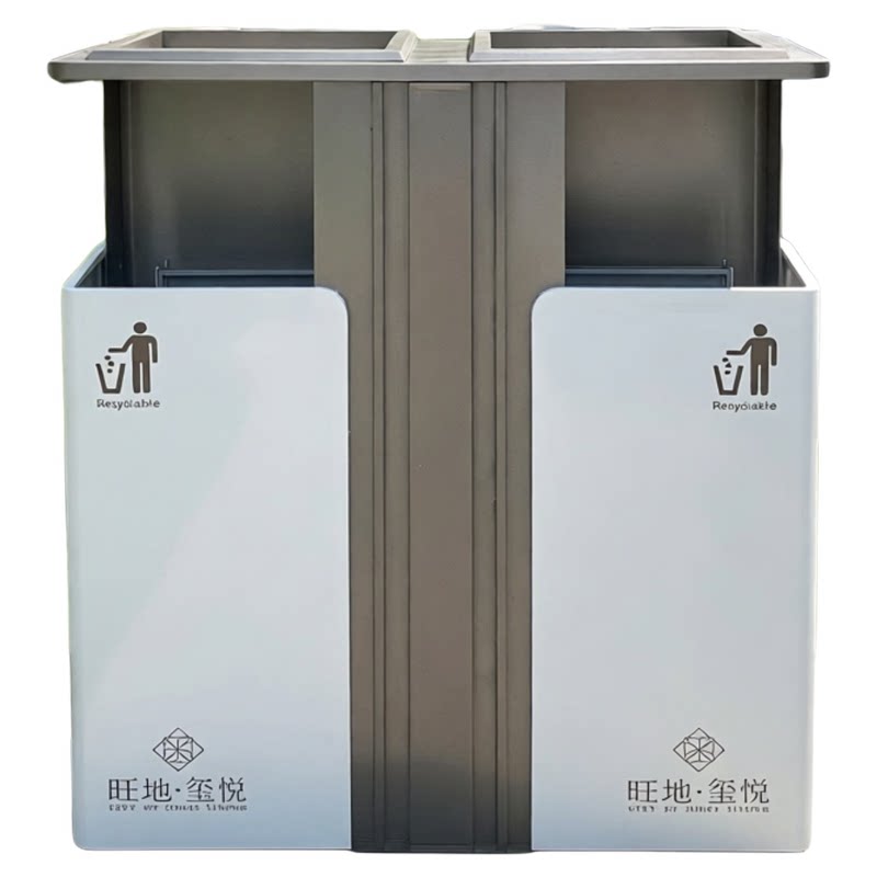 不锈钢垃圾桶带烟灰缸酒店走廊电梯口商场大厅售楼处双桶果皮箱