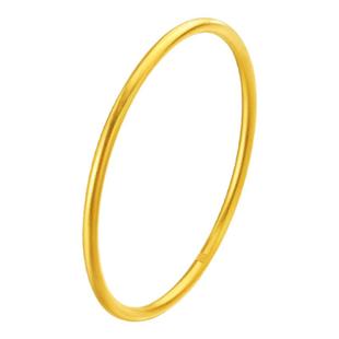 亚一黄金足金999一心一意素圈空心手镯古法雅致光泽情人节礼物