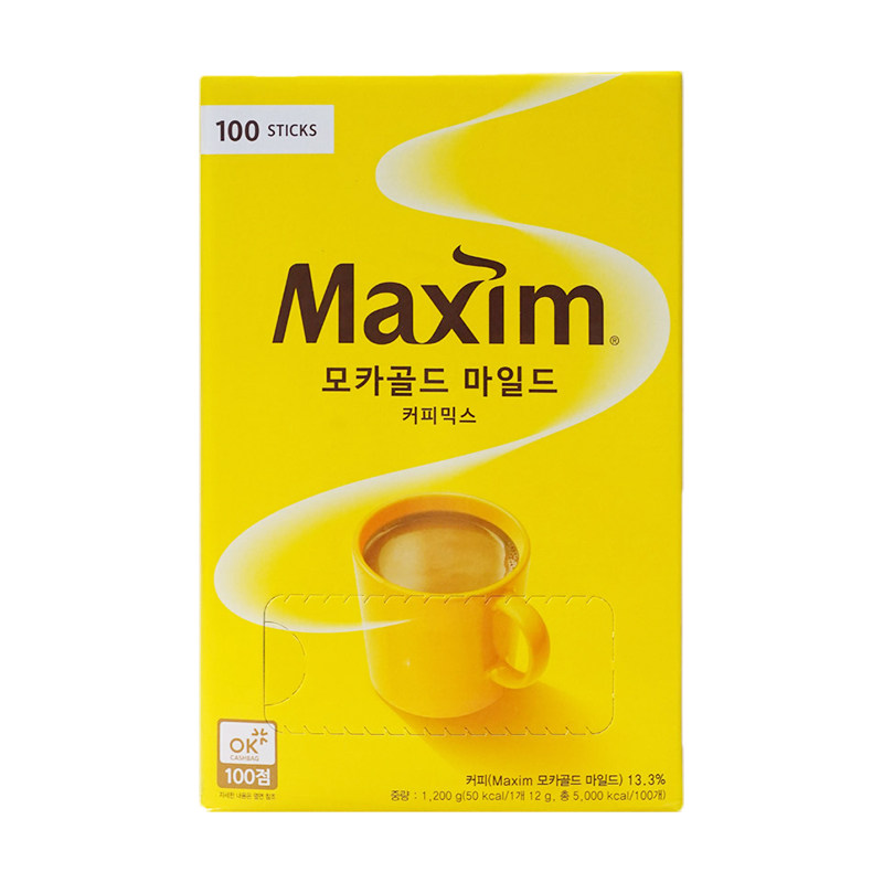 euljiro韩国进口 Maxim麦馨三合一摩卡咖啡100条装 温和速溶咖啡