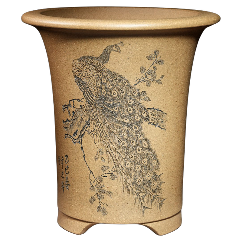 喇叭口圆形精品紫砂兰花盆