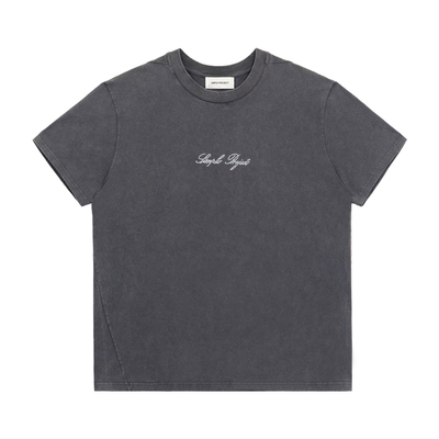 T-shirt烟灰洗褪烫钻logoT恤