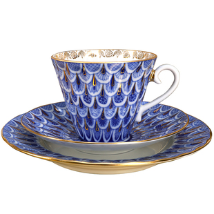 俄罗斯皇家瓷器Lomonosov勿忘我红茶杯碟茶壶咖啡杯瓷器爱的迫降