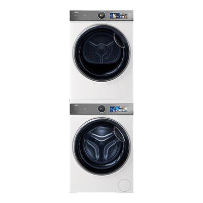 [云溪冠军版]海尔386白洗烘套装精华洗洗衣机3D双擎热泵烘干机