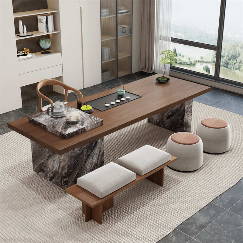 实木茶桌椅组合岛台家用办公室大板茶台轻奢现代简约2025新款高端