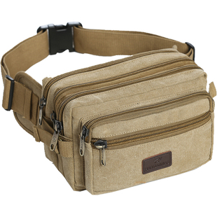 多功能男士帆布腰包大容量斜挎包胸包男包做生意收银包女收钱户外