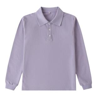 英伦学院校园中小学生男女童夏季灰色丁香紫纯色长袖T恤polo