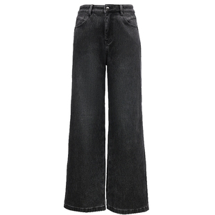 Vero Moda牛仔裤2026春季新款含棉加绒高腰复古阔腿裤326132042