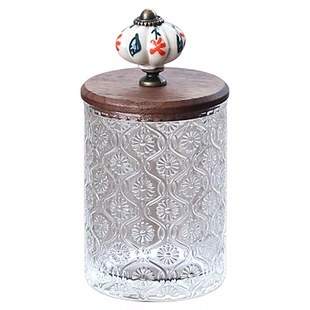 新中式玻璃收纳罐牙签棉签牙线收纳摆件装饰高颜值中古风手工制品