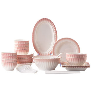 碗盘套装家用2026新款高颜值陶瓷碗碟餐具套装釉下彩碗筷盘子整套