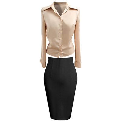 纯色简约衬衫通勤百搭衬衣半裙