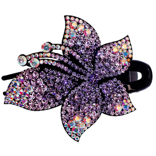 盘发夹头饰顶夹发卡韩国盘头发卡水钻后脑勺发饰三齿夹大号鸭嘴夹