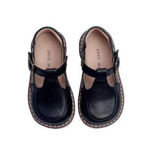 真牛皮儿童皮鞋男童黑色复古女童单鞋白色公主演出鞋礼服防滑软底