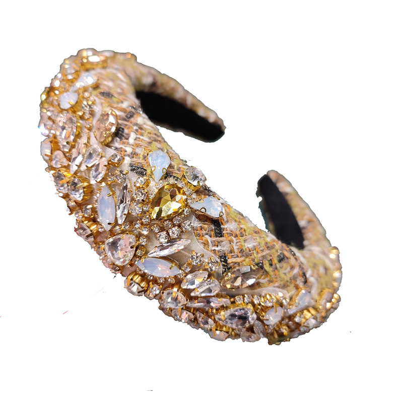 复古手工镶钻发箍高颅顶发卡头箍
