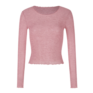 ITSNIKAR 圆领薄款打底针织衫女秋气质修身显瘦上衣短款长袖内搭