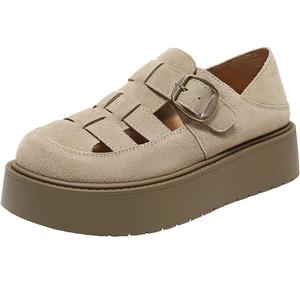 百丽女鞋子厚底罗马凉鞋2025新款踩脚一脚蹬猪笼勃肯鞋女B2584AM5