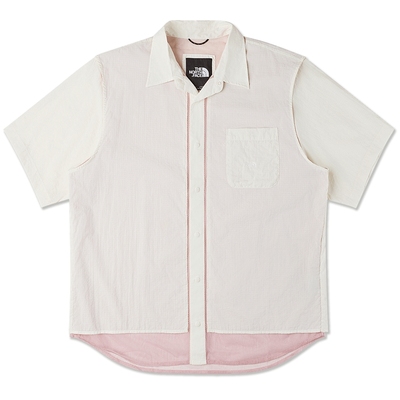北面UE男时尚拼接短袖衬衫