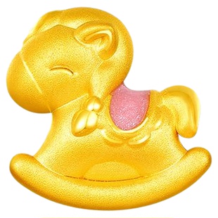 百泰生肖马黄金手链女款足金手串珐琅木马转运珠彩色编织绳金手环