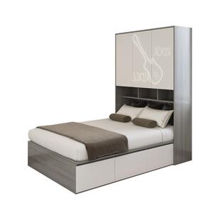 榻榻米床衣柜一体小户型实木高箱储物单人床带抽屉连衣柜一体组合