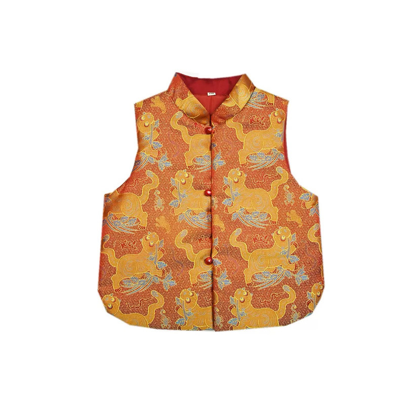 现货姐弟装-秋冬宝宝汉服儿童水貂毛马甲兄妹拜年服周岁