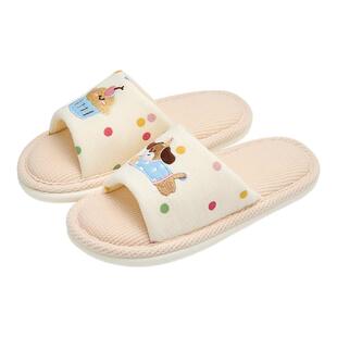 利达妮四季亚麻拖鞋女款室内家居家防滑透气静音可爱棉麻拖鞋布艺