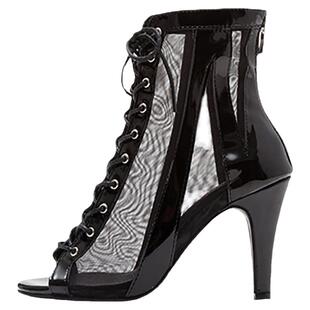 白色爵士舞专用鱼嘴高跟鞋HEELS舞鞋网纱短靴舞蹈鞋凉鞋跳舞女