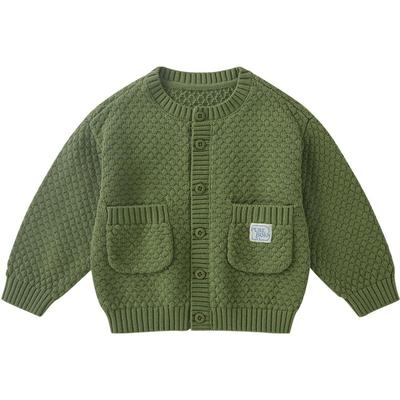 博睿恩儿童春秋毛衣开衫男女宝宝纯棉柔软休闲外套可内搭外穿