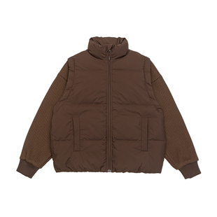 IEID冬季潮流可拆卸袖轻薄羽绒服男士大码二合一立领马甲坎肩外套