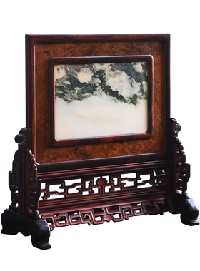 印度小叶紫檀嵌缅花天然大理石