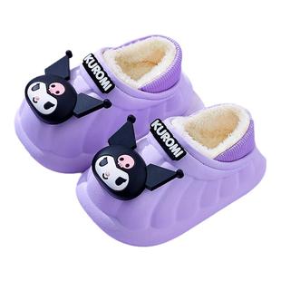 库洛米儿童棉拖鞋女童包跟2025新款冬季室内家居宝宝防水女孩棉鞋