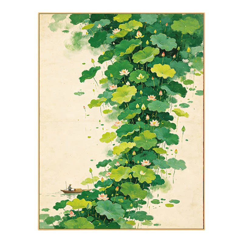 diy数字油画植物花卉油彩画来图可定制手绘装饰画新中式挂画绿色