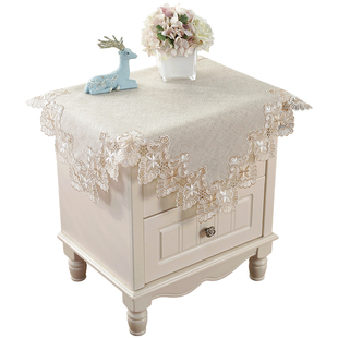 床头柜盖布欧式蕾丝U型床头柜防尘罩现代简约长方形正方桌布垫