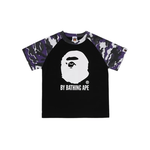 BAPE童装26年春夏故障解构风迷彩插肩短袖T恤X00109Q