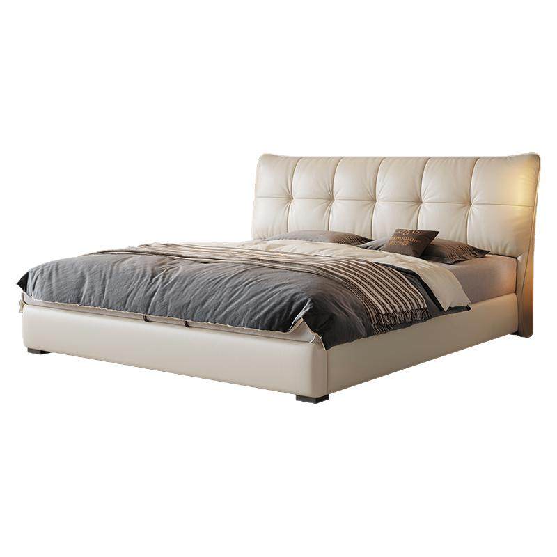 帕沙曼意式极简床1米8现代简约风真皮床主卧软包靠背大床双人床架