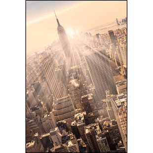 入户玄关装饰画纽约竖版现代过道走廊画城市建筑摄影落地画大尺寸