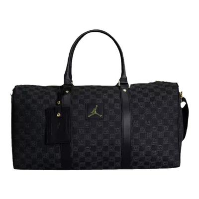 单肩大容量运动棋盘格满印旅行包