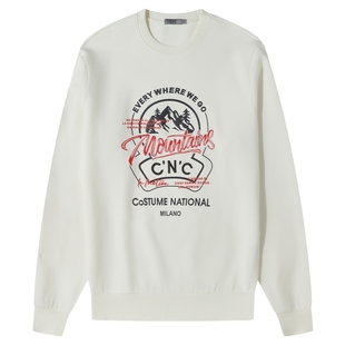 CNC男装奥莱MOUNTAINS系列印花图案春秋新款轻奢百搭圆领卫衣男款