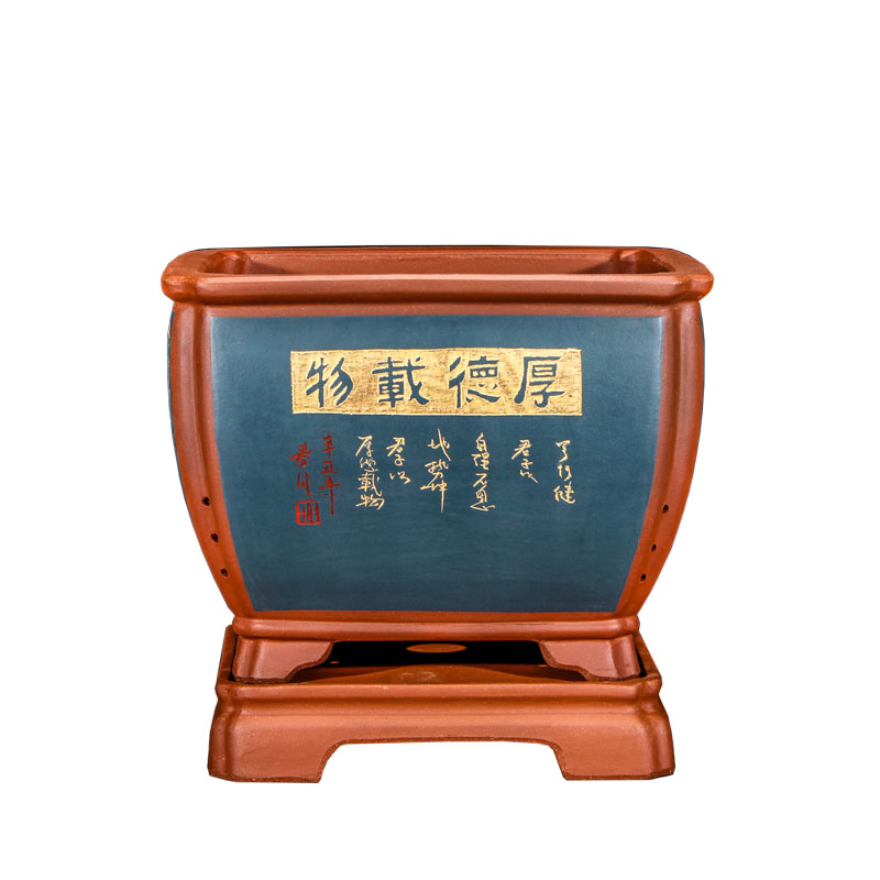 四角中国风紫砂室内客厅四角花盆