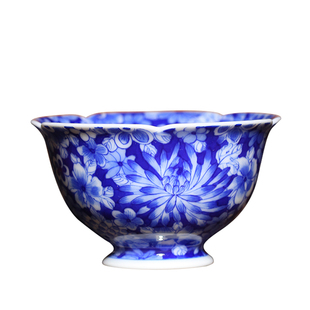 景德镇小桥窑主人杯手绘青花万花系列陶瓷茶杯盖碗泡茶壶茶具