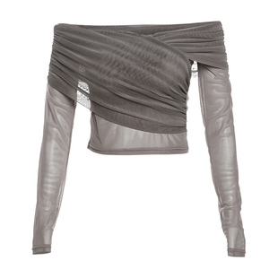 怪诞女孩 法式小众心机交叉绑带露脐上衣chic气质收腰显瘦长袖t恤