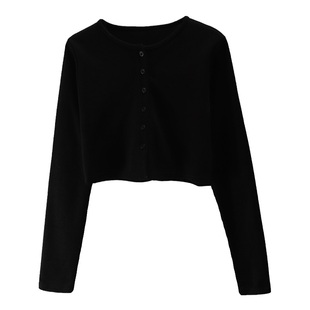 韩国2025春秋新款黑色小开衫针织外套女显瘦薄款外搭披肩短款上衣