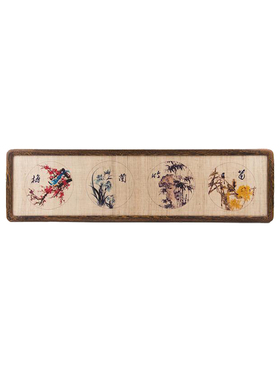 新中式现代简约茶室夏布手绘壁画