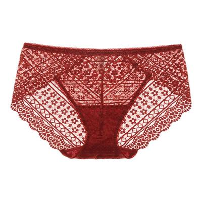 纯棉平角内裤超薄裆透明全蕾丝